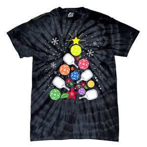 Xmas Lights Pickleball Christmas Tree Santa Pickleball Gift Tie-Dye T-Shirt