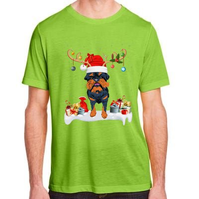 Xmas Lights Reindeer Santa Brussels Griffon Dog Christmas Adult ChromaSoft Performance T-Shirt