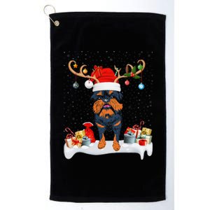 Xmas Lights Reindeer Santa Brussels Griffon Dog Christmas Platinum Collection Golf Towel