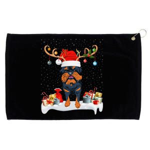 Xmas Lights Reindeer Santa Brussels Griffon Dog Christmas Grommeted Golf Towel