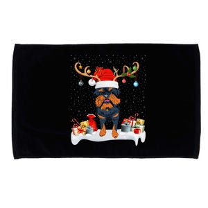 Xmas Lights Reindeer Santa Brussels Griffon Dog Christmas Microfiber Hand Towel