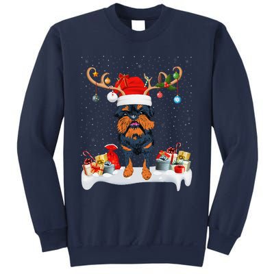 Xmas Lights Reindeer Santa Brussels Griffon Dog Christmas Sweatshirt