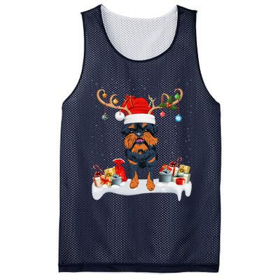 Xmas Lights Reindeer Santa Brussels Griffon Dog Christmas Mesh Reversible Basketball Jersey Tank