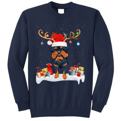 Xmas Lights Reindeer Santa Brussels Griffon Dog Christmas Tall Sweatshirt