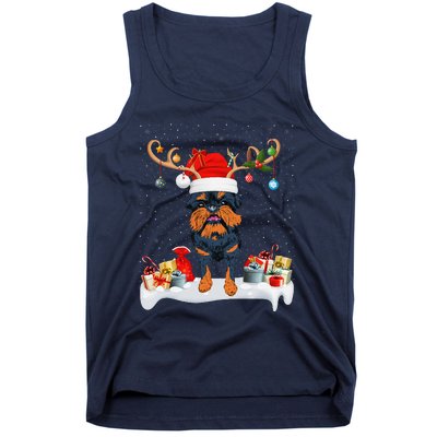 Xmas Lights Reindeer Santa Brussels Griffon Dog Christmas Tank Top