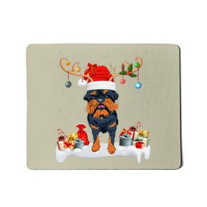 Xmas Lights Reindeer Santa Brussels Griffon Dog Christmas Mousepad