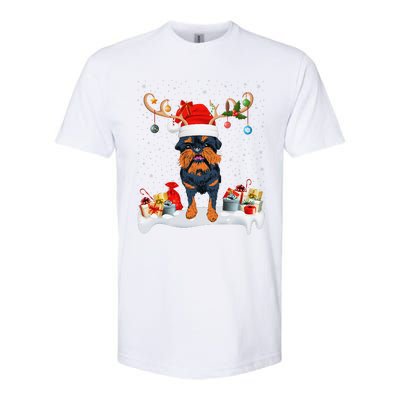 Xmas Lights Reindeer Santa Brussels Griffon Dog Christmas Softstyle® CVC T-Shirt