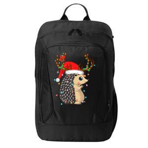 Xmas Lighting Reindeer Santa Hat Hedgehog Christmas Funny Gift City Backpack