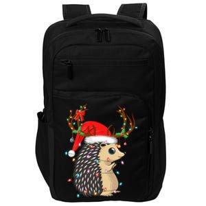 Xmas Lighting Reindeer Santa Hat Hedgehog Christmas Funny Gift Impact Tech Backpack