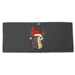 Xmas Lighting Reindeer Santa Hat Hedgehog Christmas Funny Gift Large Microfiber Waffle Golf Towel