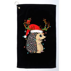 Xmas Lighting Reindeer Santa Hat Hedgehog Christmas Funny Gift Platinum Collection Golf Towel