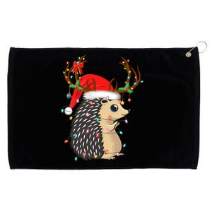 Xmas Lighting Reindeer Santa Hat Hedgehog Christmas Funny Gift Grommeted Golf Towel