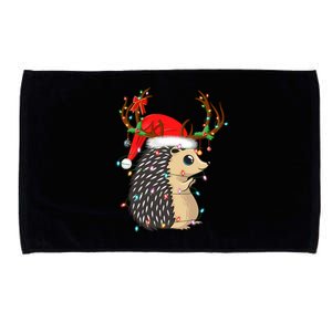 Xmas Lighting Reindeer Santa Hat Hedgehog Christmas Funny Gift Microfiber Hand Towel