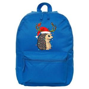 Xmas Lighting Reindeer Santa Hat Hedgehog Christmas Funny Gift 16 in Basic Backpack