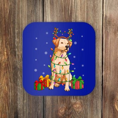 Xmas Lighting Reindeer Hat Labrador Retriever Christmas Cool Gift Coaster