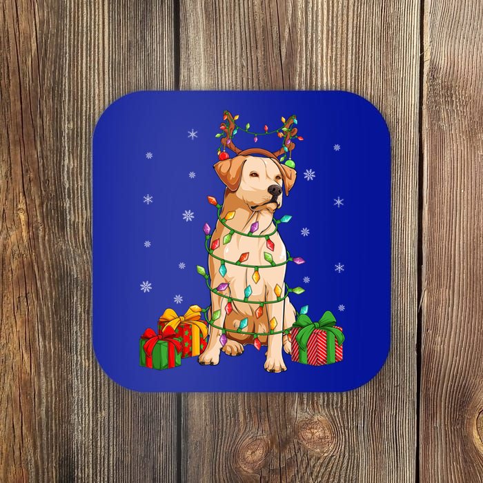 Xmas Lighting Reindeer Hat Labrador Retriever Christmas Cool Gift Coaster