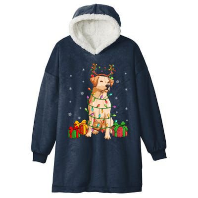 Xmas Lighting Reindeer Hat Labrador Retriever Christmas Cool Gift Hooded Wearable Blanket