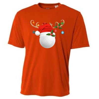 Xmas Lighting Reindeer Santa Hat Golf Christmas Gift Cooling Performance Crew T-Shirt