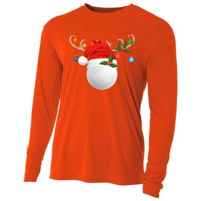 Xmas Lighting Reindeer Santa Hat Golf Christmas Gift Cooling Performance Long Sleeve Crew