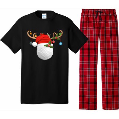 Xmas Lighting Reindeer Santa Hat Golf Christmas Gift Pajama Set