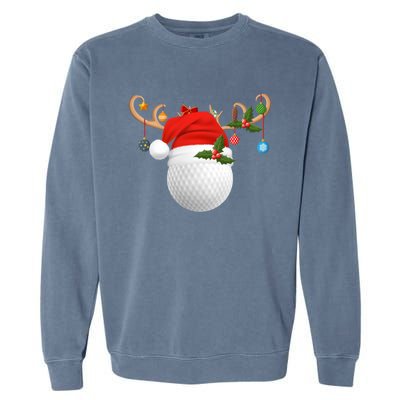 Xmas Lighting Reindeer Santa Hat Golf Christmas Gift Garment-Dyed Sweatshirt