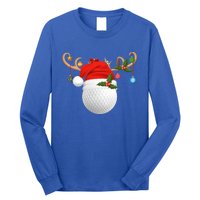 Xmas Lighting Reindeer Santa Hat Golf Christmas Gift Long Sleeve Shirt