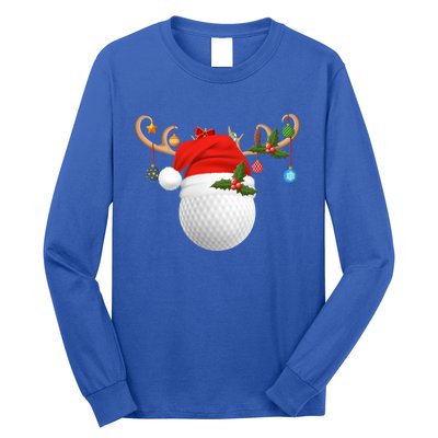 Xmas Lighting Reindeer Santa Hat Golf Christmas Gift Long Sleeve Shirt