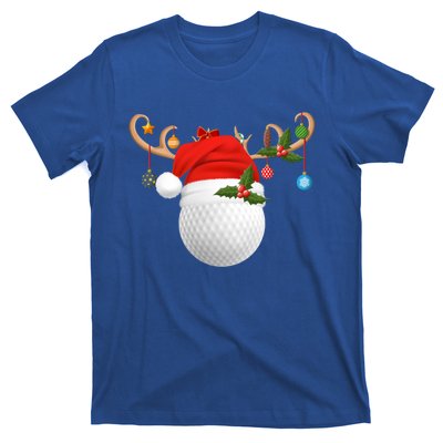 Xmas Lighting Reindeer Santa Hat Golf Christmas Gift T-Shirt