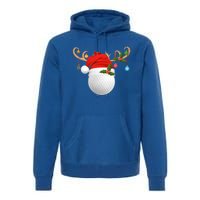 Xmas Lighting Reindeer Santa Hat Golf Christmas Gift Premium Hoodie