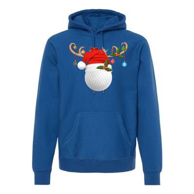 Xmas Lighting Reindeer Santa Hat Golf Christmas Gift Premium Hoodie