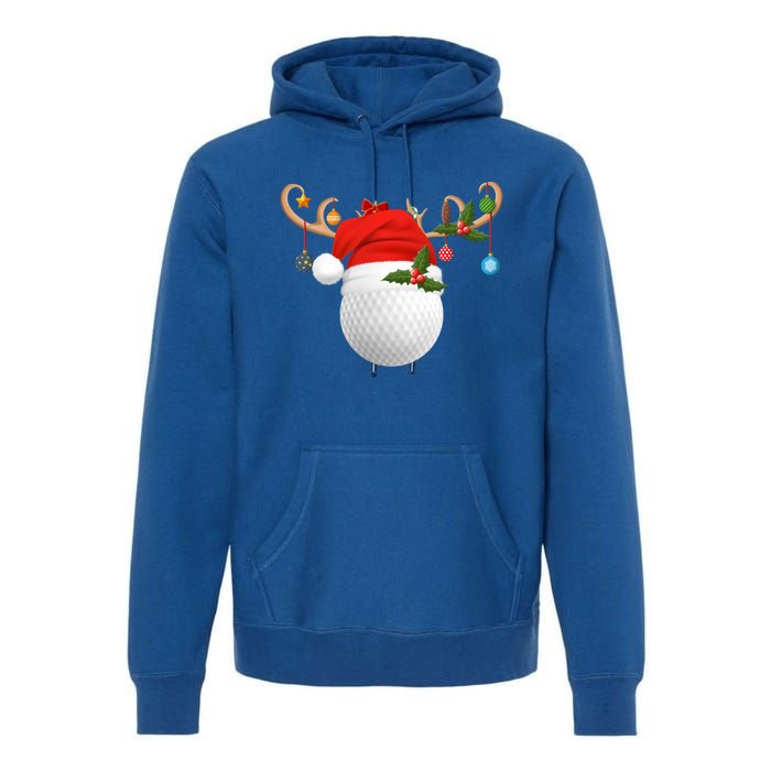 Xmas Lighting Reindeer Santa Hat Golf Christmas Gift Premium Hoodie