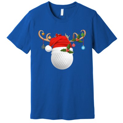 Xmas Lighting Reindeer Santa Hat Golf Christmas Gift Premium T-Shirt