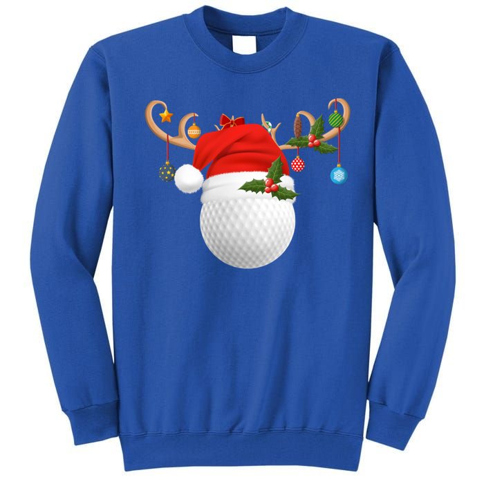 Xmas Lighting Reindeer Santa Hat Golf Christmas Gift Tall Sweatshirt