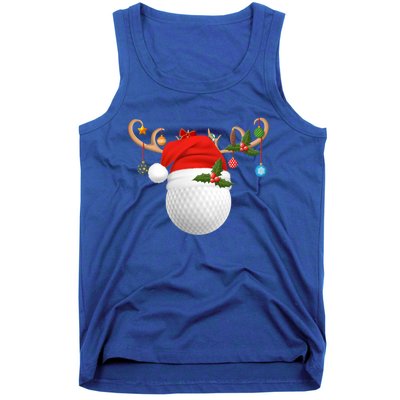 Xmas Lighting Reindeer Santa Hat Golf Christmas Gift Tank Top