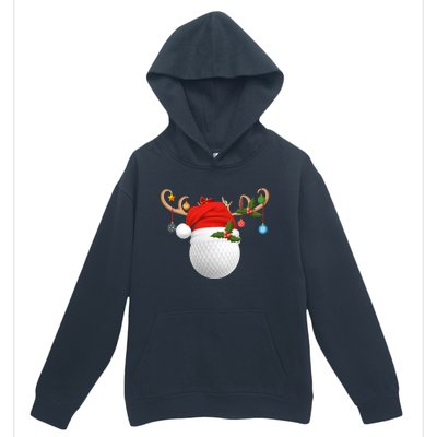 Xmas Lighting Reindeer Santa Hat Golf Christmas Gift Urban Pullover Hoodie