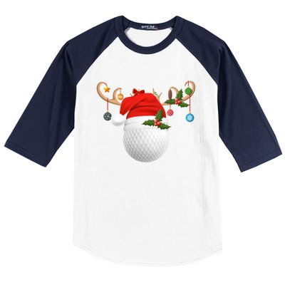 Xmas Lighting Reindeer Santa Hat Golf Christmas Gift Baseball Sleeve Shirt