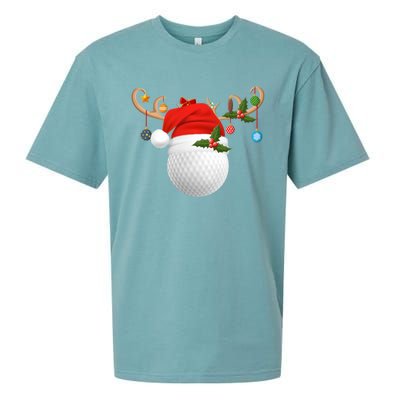 Xmas Lighting Reindeer Santa Hat Golf Christmas Gift Sueded Cloud Jersey T-Shirt