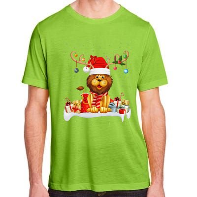 Xmas Lights Reindeer Santa Hat Lion Christmas Adult ChromaSoft Performance T-Shirt