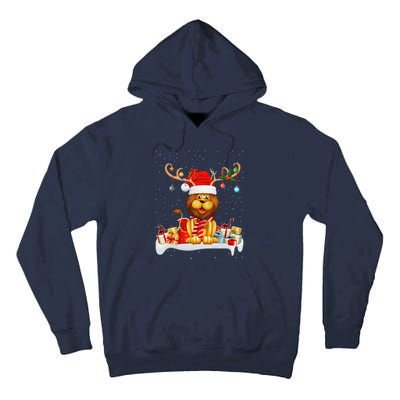 Xmas Lights Reindeer Santa Hat Lion Christmas Tall Hoodie