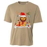 Xmas Lights Reindeer Santa Hat Lion Christmas Cooling Performance Crew T-Shirt