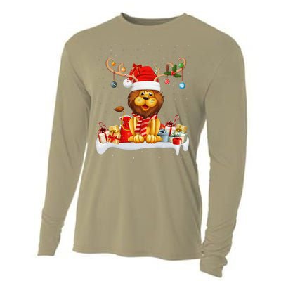 Xmas Lights Reindeer Santa Hat Lion Christmas Cooling Performance Long Sleeve Crew