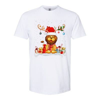 Xmas Lights Reindeer Santa Hat Lion Christmas Softstyle CVC T-Shirt