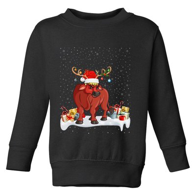 Xmas Lights Reindeer Santa Hat Water Buffalo Christmas Toddler Sweatshirt