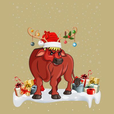 Xmas Lights Reindeer Santa Hat Water Buffalo Christmas T-Shirt