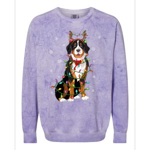 Xmas Lighting Reindeer Hat Bernese Mountain Dog Christmas Gift Colorblast Crewneck Sweatshirt