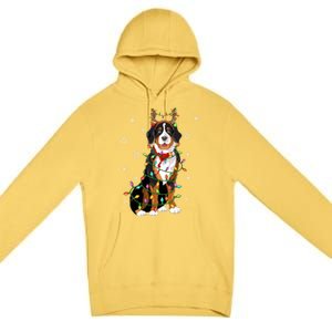 Xmas Lighting Reindeer Hat Bernese Mountain Dog Christmas Gift Premium Pullover Hoodie