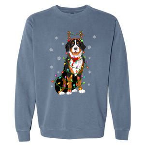 Xmas Lighting Reindeer Hat Bernese Mountain Dog Christmas Gift Garment-Dyed Sweatshirt