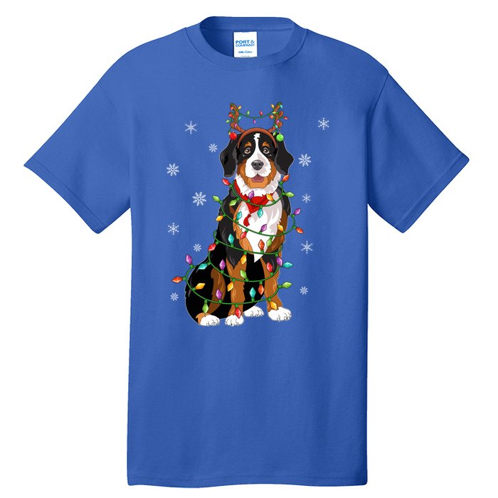 Xmas Lighting Reindeer Hat Bernese Mountain Dog Christmas Gift Tall T-Shirt