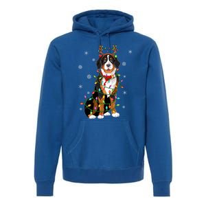 Xmas Lighting Reindeer Hat Bernese Mountain Dog Christmas Gift Premium Hoodie