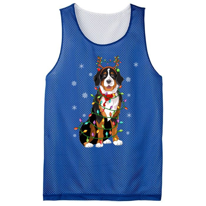 Xmas Lighting Reindeer Hat Bernese Mountain Dog Christmas Gift Mesh Reversible Basketball Jersey Tank